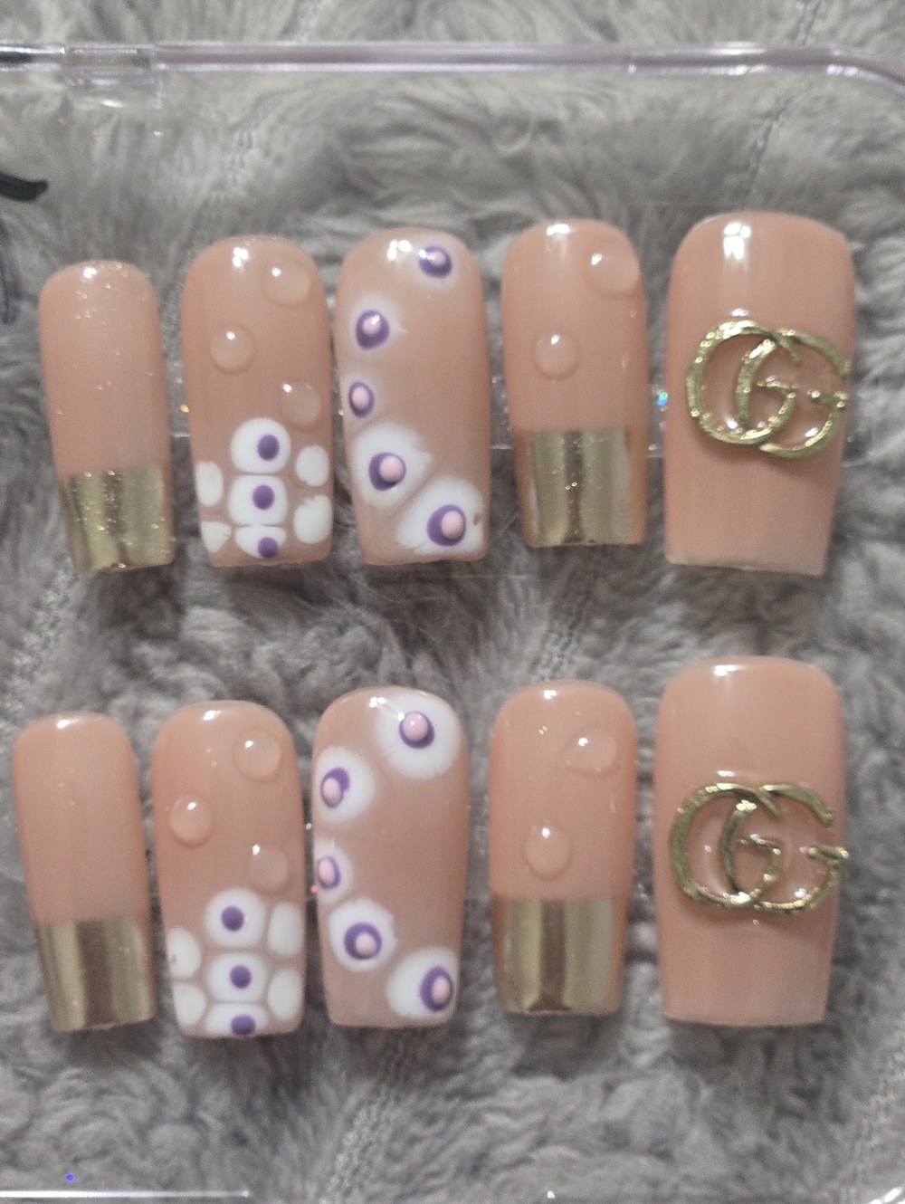 Designer Inspired Luxe Press-On Nail Set with Gold Accents